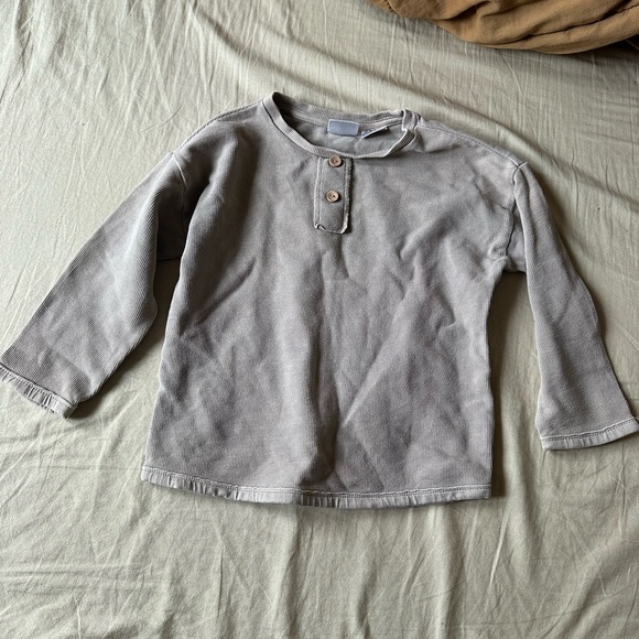 Zara Other - Zara Long-Sleeve Henley Top in Light Gray